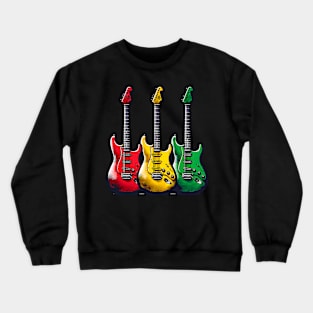 Rasta Colors, Guitars, Reggae Music Crewneck Sweatshirt